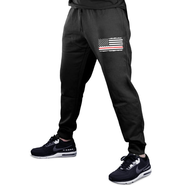 Red Thin Line Flag Drawstring Waist,100% Cotton,Elastic Waist Cuffed,Jogger Sweatpants Red Thin Line Flag Drawstring Waist,100% Cotton,Elastic Waist Cuffed,Jogger Sweatpants